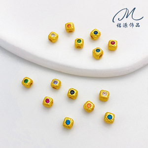 Bracelet en or sablé de style ancien incrusté de zircon, motif cœur martelé, perles de <span class=keywords><strong>sucre</strong></span> et perles libres - Product Image 3