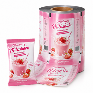 <span class=keywords><strong>Film</strong></span> d'emballage laminé haute barrière de qualité alimentaire imprimé sur mesure pour sachets individuels de poudre de milkshake à la <span class=keywords><strong>fraise</strong></span> - Product Image 1