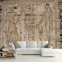 Papier peint autocollant personnalisé avec photo rétro, peinture murale 3D de l'Égypte ancienne, sculpture sur pierre, pharaon, décoration murale pour la maison, peinture murale 3D imperméable