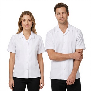 Chemise unisexe blanche à manches courtes pour uniforme scolaire, boutonnée sur le devant, en tissu Oxford de coton, pour adultes, idéale pour l'école - Product Image 1