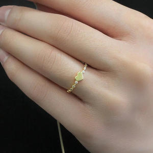 Bague en or jaune Q881 avec diamant taille cœur, diamant naturel, bijou romantique pour femme, alliance en or 14 carats - Product Image 3