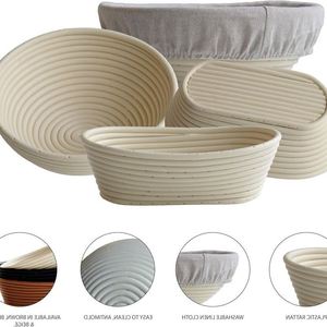 Cesta <span class=keywords><strong>de</strong></span> Fermentación <span class=keywords><strong>de</strong></span> Ratán <span class=keywords><strong>Banneton</strong></span> <span class=keywords><strong>de</strong></span> 8 Pulgadas para Repostería, Utensilio Manual Económico para Pan y Repostería - Product Image 3