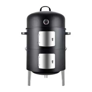 Outdoor Kitchen Smokeless Charcoal Barbecue Grill Smoker 2 Layers Tower Vertical Barrel Charcoal BBQ Grill