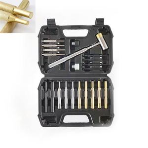 Gadegarial Ensemble de 21 poinçons de haute qualité et marteau avec boîte en plastique noir, <span class=keywords><strong>poinçon</strong></span> en laiton pour le perçage des métaux - Product Image 1