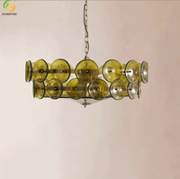 JYLIGHTING Luminaire suspendu vintage en verre rond, luminaire moderne créatif, grand lustre en verre rond