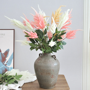 3-Headed Flocked <b>Artificial</b> Astilbe <b>Flower</b> Stem <b>Silk</b> Realistic False Spirea Spray for Home Wedding Floor Decoration - Product Image 1