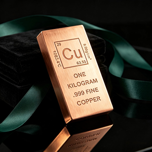 Barra de cobre sólido de 1 kg, con símbolo de Cu en relieve, barra de cobre de alto brillo con caja de regalo para regalos corporativos conmemorativos. - Product Image 1