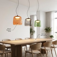 Lámpara Colgante LED de Vidrio Transparente Verde Claro con Base de Hierro, Estilo Moderno para Comedor, Dormitorio, Decoración de Interiores