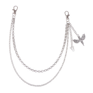 Colgante de Reno Ángel Cupido, Cadena de Cintura Unisex de Metal de Doble Capa con Cadena Tipo O, Estilo Hip Hop, Accesorio para Vaqueros, Blanco K - Product Image 5