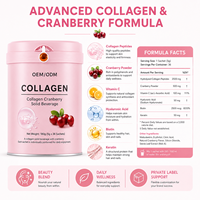Suplemen Diet Bubuk Kecantikan Kolagen Cranberry 180g untuk Dewasa & Ibu Hamil