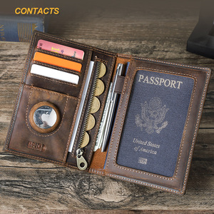 Porte-passeport de <span class=keywords><strong>voyage</strong></span> en cuir véritable, multifonctionnel, avec fermeture éclair, pour organiser, ranger et protéger les documents de <span class=keywords><strong>voyage</strong></span> - Product Image 2