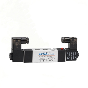 โซลินอยด์วาล์วอะลูมิเนียมอัลลอยด์ รุ่น 4V100 ซีรีส์ 4V130C-06 12V/24V/AC24V/110V/220V แบบ 5/3 ทาง ก้านคู่ - Product Image 2