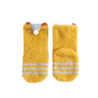 Chaussettes antidérapantes pour bébé et tout-petit, en velours de vison épais, style droit, 3D, motif de dessin animé, nouvelle collection hiver 2021, vendues individuellement