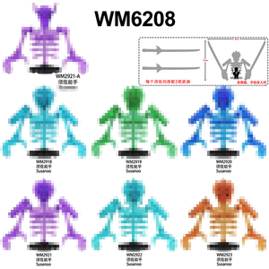 Set de Juguetes de Bloques de Construcción de Personajes de Guerrero Esqueleto de Fantasía Transparente, Figura de Ladrillos Estilo Anime Personalizada con Armas, Compatible - Product Image 1