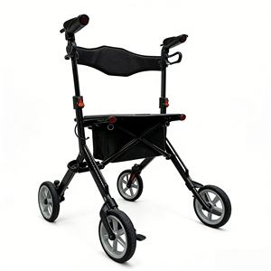 Déambulateur léger en aluminium pour intérieur et extérieur avec siège - Design élégant imprimé fibre de carbone et freins - Product Image 6