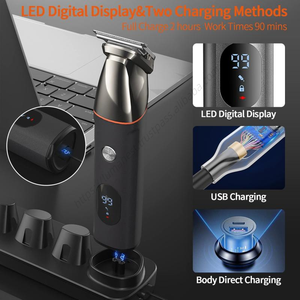 Juego de pelo inalámbrico multifuncional profesional, pantalla LCD, juego de recortadora de pelo profesional recargable para hombres - Product Image 5