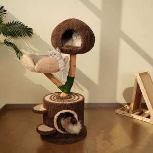 Nouvel arrivage Arbre grimpant pour chat en bois de caoutchouc et de sisal pour chats d'intérieur <span class=keywords><strong>avec</strong></span> plusieurs couches - Product Image 1