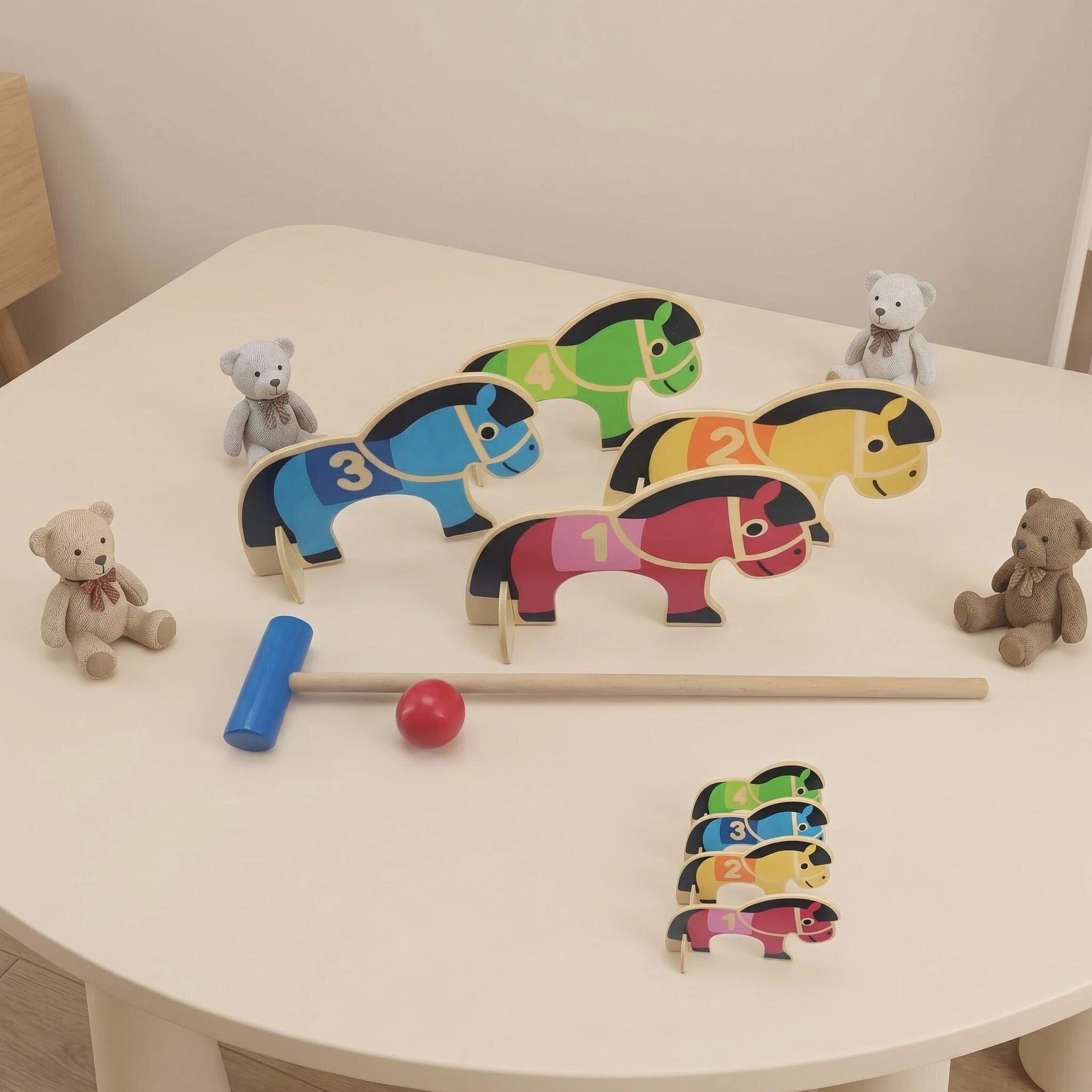 Jeu de croquet cheval en bois
