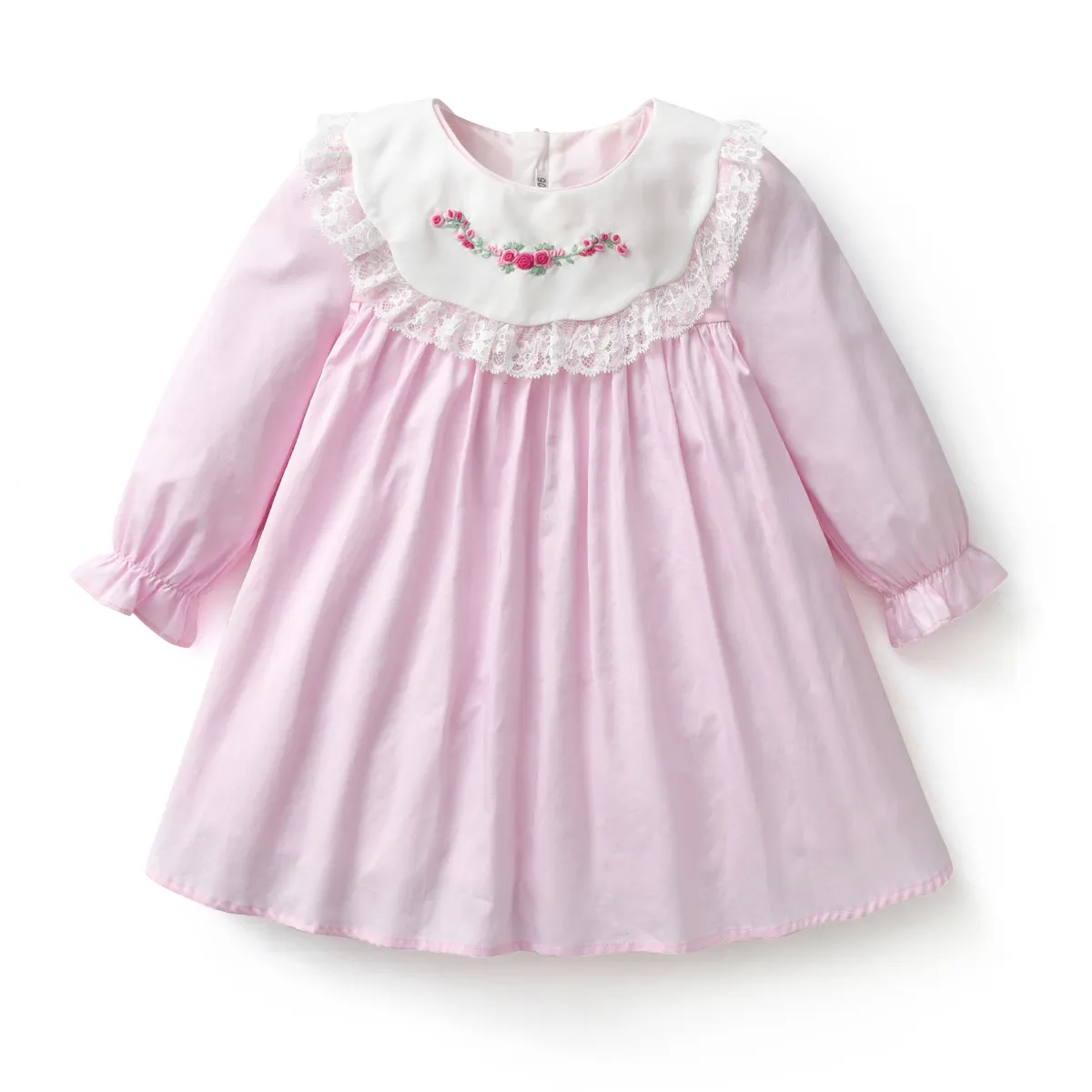 Großhandel Stickerei Langarm Luxus handgemachte Smocked Kinder Kleidung Kinder Kittel Kleid Kleinkind Mädchen Kleider