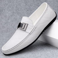 Mocassins décontractés noirs pour hommes en cuir véritable légers avec doublure en PU et semelle extérieure en caoutchouc – Tendance mode été/automne/printemps