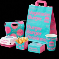 Boîte de frites en papier Kraft, boîte à Hamburger avec impression personnalisée, emballage de restauration rapide, vente en gros, 50 unités