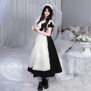 Robe de demoiselle d'honneur Lolita Yi Xiaoyi pour femmes, noire et blanche, longue, sans manches, costume de cosplay d'anime, tenue de travestissement pour adultes - Product Image 4