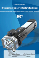 Marteau de sécurité multifonctionnel en gros pour réparation automobile, camping, travail, avec lampe LED COB rechargeable, aimant et étanchéité IP44 pour situations d'urgence en extérieur