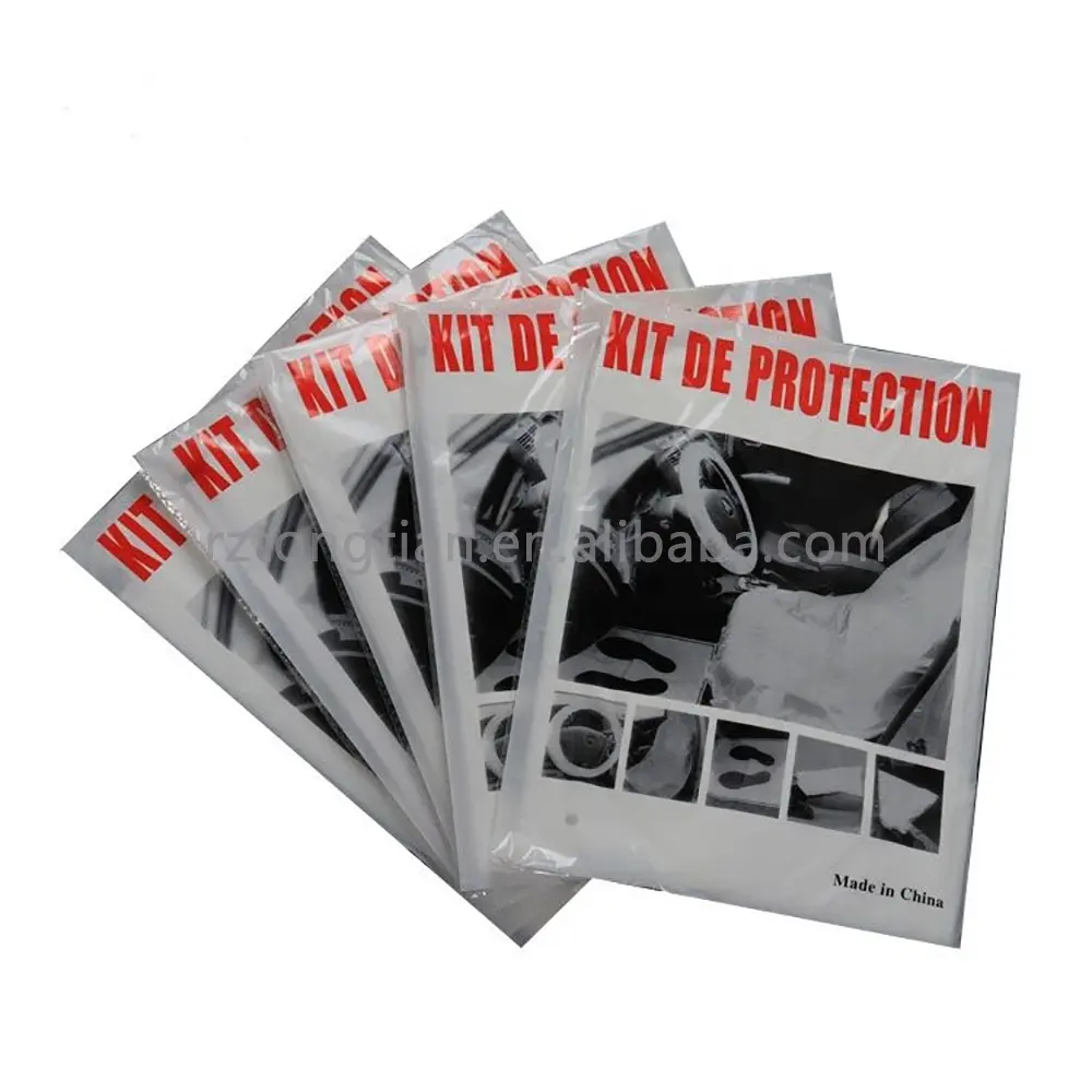 Custom 5 In 1 Beschermingsset Wegwerp Plastic Autostoelhoes Voor Algemene Doeleinden Stuurhoes Auto Vloermat Papier