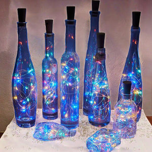 <span class=keywords><strong>Guirlande</strong></span> <span class=keywords><strong>lumineuse</strong></span> à piles de 2 m en fil de cuivre blanc chaud IP44 à intensité variable 20 LED Décoration de bouchon de <span class=keywords><strong>bouteille</strong></span> pour mariages Noël DIY - Product Image 3