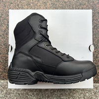Bottes tactiques en cuir noir TSB602 imperméables à tige haute et lacets pour le travail, la randonnée et l'entraînement en extérieur – Vente en gros, MOQ