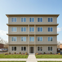 Bâtiment résidentiel préfabriqué à 4 étages en structure acier, longue durée de vie, appartement en structure acier sur mesure pour le développement de logements