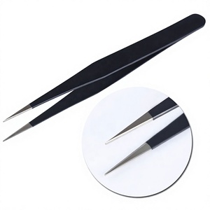 Pince à épiler sourcils DANTRIC IMPLANTS en acier inoxydable doré rose, à pointe inclinée et plate, durable, avec applicateur, logo personnalisé, lot de 4 - Product Image 6
