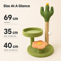 Arbre à chat Cactus avec poteau à gratter en sisal 69 cm, style dessin animé, durable, pour usage intérieur, deux coloris, emballé en carton