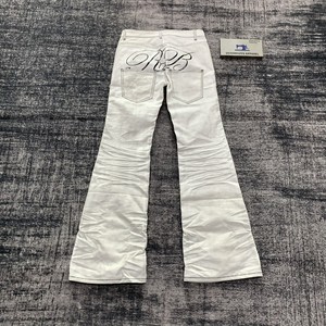 DENIMGUYS Jeans évasés à pattes évasées en toile cirée pour <span class=keywords><strong>homme</strong></span> avec logo imprimé en sérigraphie personnalisé, style streetwear vintage, effet 3D, effet vieilli - Product Image 2
