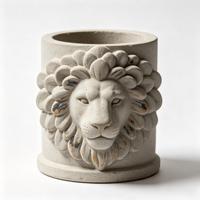 Pot de fleurs en béton sculpté en forme de tête de lion de 4,5 pouces, pot à succulentes, organisateur de bureau animalier, vente en gros