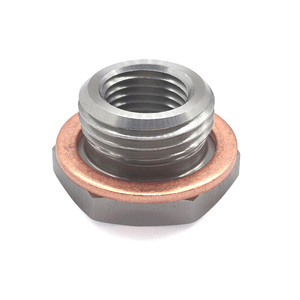 ตัวลดขนาดเกลียวสแตนเลส 303 ผลิตด้วยเครื่อง CNC จาก M18x1.5 เป็น M12x1.25 พร้อมแหวนซีลทองแดง สำหรับระบบของไหลในรถยนต์ - Product Image 4