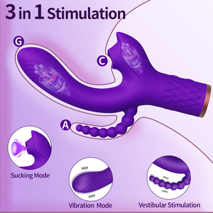 Vibrateur anal 3 en 1, 7 modes de vibration et de succion, vibrateur G-spot, silicone imperméable, jouet sexuel pour femmes, masseur - Product Image 2