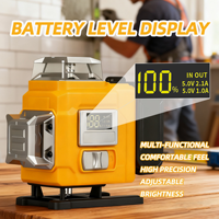 Niveau laser rotatif industriel alimenté par batterie au lithium, 5 lignes, largeur de ligne 1-2 mm, vert 520 nm, auto-nivelant à 360 degrés