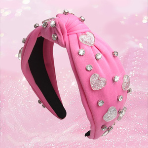 Serre-tête en strass en forme de cœur pour femme Hua Liyu, accessoire capillaire élégant pour la Saint-Valentin, rose, idéal pour les trajets quotidiens - Product Image 2