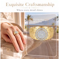 Bague et accessoires de luxe personnalisés en argent S925 plaqué or 18 carats avec moissanite pour fiançailles et occasions festives – Vente en gros