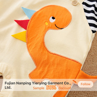 Maßgeschneiderte Babykleidung für Jungen, Sommer-Kurzarm-Strampler für Mädchen, Cartoon-Dinosaurier-Design mit Trägern, Großhandel