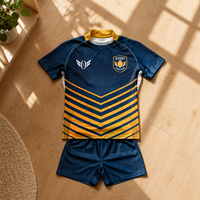 Maillots de rugby personnalisés par sublimation, respirants, à séchage rapide, chemises de rugby rayées pour hommes, uniformes d'équipe en gros, ensemble short