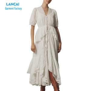 Conjuntos de vestido largo para mujer, vestido deslizante, botones a juego, ajuste, abrigos superiores, decoraciones de encaje de flores, ropa personalizada - Product Image 1