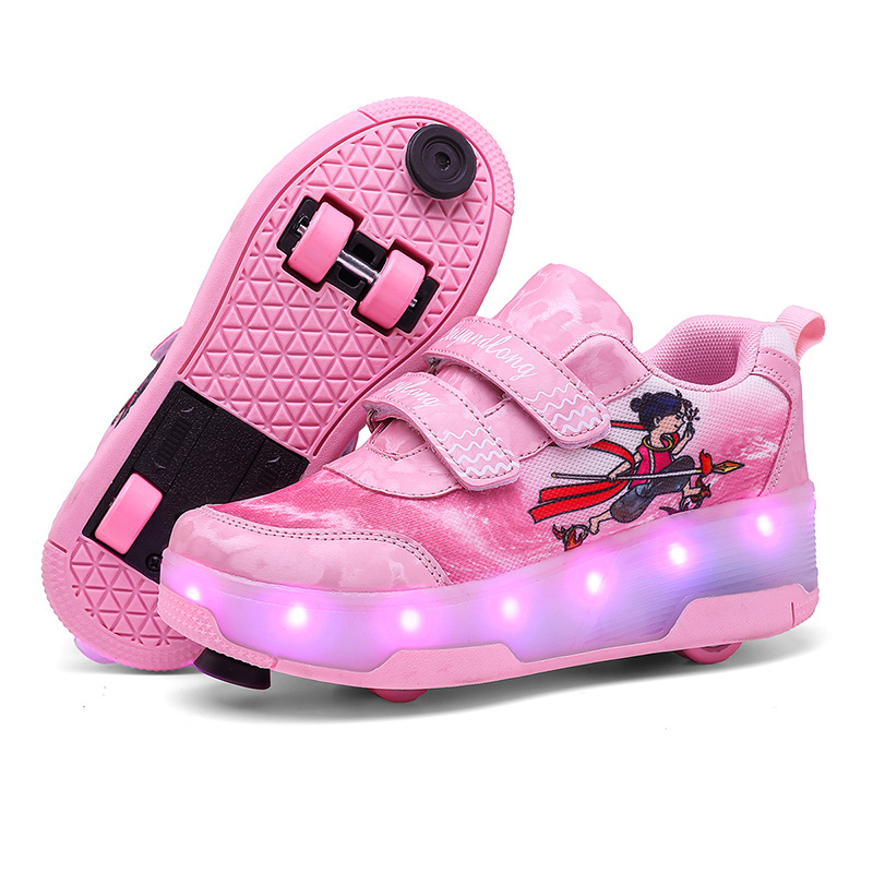 [New Four-Wheel Retractable] 2518 Pink Upgraded with Brakes
