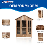 Sauna extérieur personnalisé avec porte en verre, en bois massif, pour jardin, maison de sauna, OEM/ODM