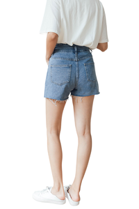 Prix usine taille moyenne Denim Jeans Shorts pour femmes croix taille Design décontracté Streetwear Style lavé Technique pour l'été - Product Image 4