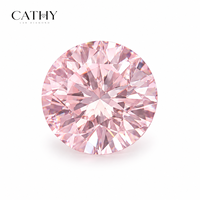 CATHY Diamant de laboratoire rond brillant rose vif fantaisie HPHT CVD, pierre lâche certifiée IGI, percée au laser, pour bijoux CA-LR01