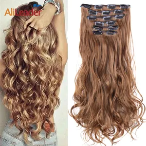 Cheap 22Inch 16 Clips in Hair Extensions Long Curly Hairstyle Synthetic  Ombre Blonde Black Hairpieces Heat Resistant False Hair