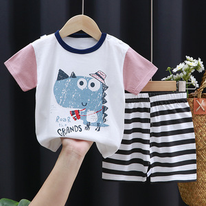 Nouvelle arrivée, vêtements pour enfants en coton personnalisés avec imprimé de dessins animés, vêtements de maison, ensemble de jogging pour enfants, ensemble d'été pour bébés garçons et filles - Product Image 5