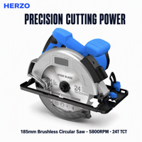 Scie circulaire sans fil HERZO 300W, lame de 185 mm, 5800 tr/min, batterie au lithium, qualité industrielle, bricolage